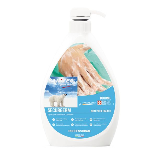 SECURGERM SAPONE MANI LIQUIDO ANTIBATTERICO da risciaquo (ct.6) ML.1000