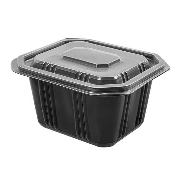 VASCHETTA ASPORTO NERA ML.500 C/COPERCHIO TRASP GAR. (ct.12)  PZ.50
