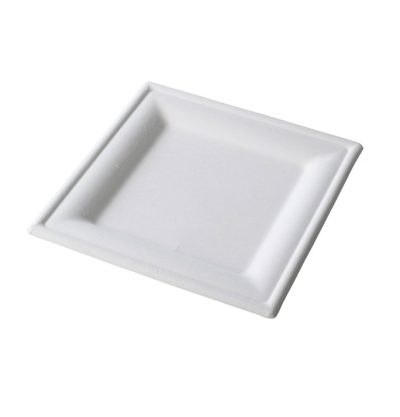 PIATTO QUADRATO BIANCO IN POLPA 20x20 (ct.10) PZ.50