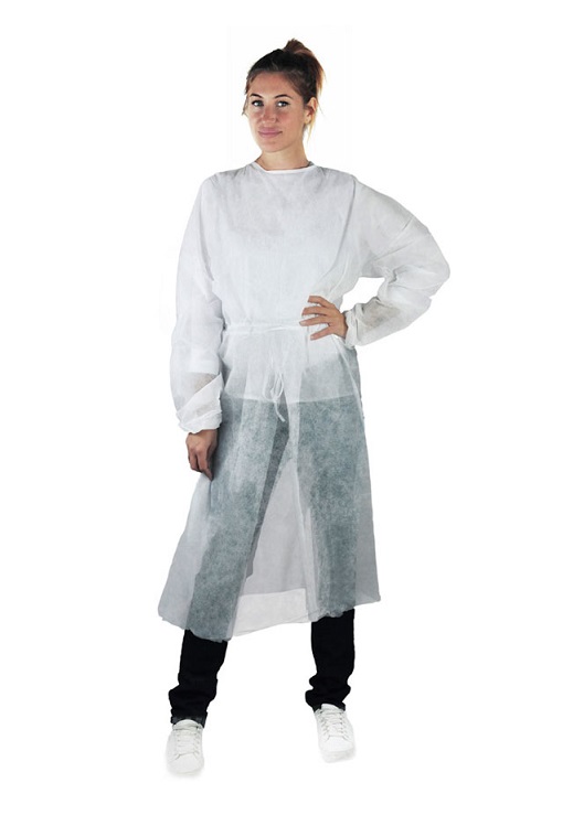 CAMICE VISIT. TNT BIANCO CHIUSURA POST. C/LACCI "T. UNICA" (ct.10) PZ.10