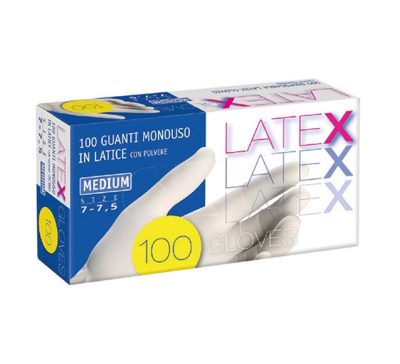 LATEXGLOVES GUANTI IN LATTICE BIANCO C/TALCO (L)  PZ.100