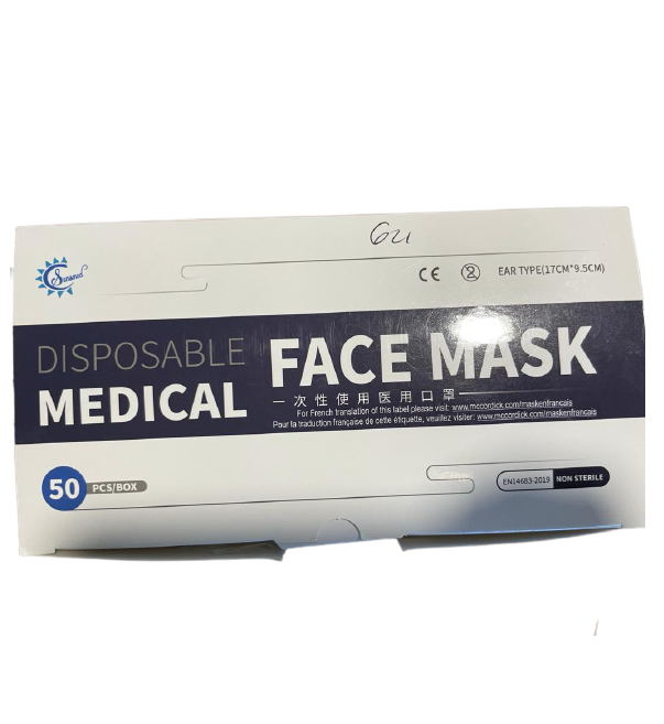 MASCHERINA MONOUSO 3V BLU "FACE MASK importaz." (pz.10x5cf) PZ.50