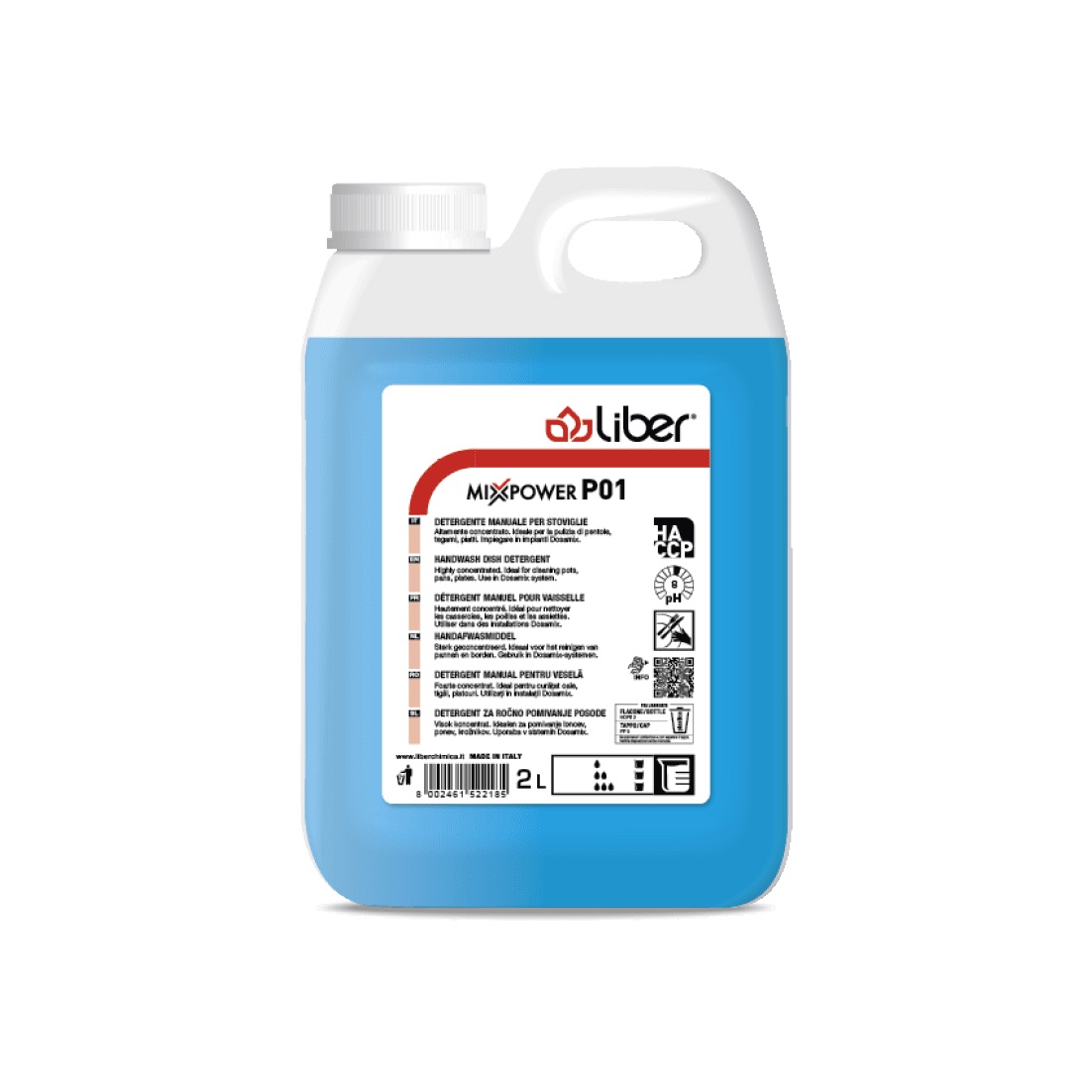 MIXPOWER P1 DETERGENTE MANUALE STOVIGLIE SUPER CONC "LIBER" LT.2x4 Tan.