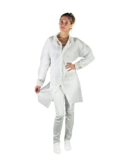 Camice da laboratorio in TNT bianco c/velcro misura "XL"  (ct.100) PZ.1