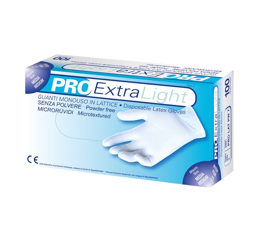 PRO EXTRA LIGHT GUANTI IN LATTICE BIANCO S/TALCO (M) PZ.100