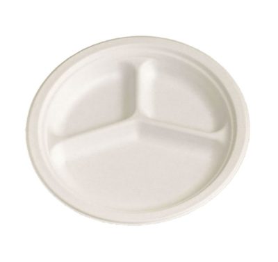 PIATTO TONDO BIANCO TRISCOMPARTO IN POLPA �26 (ct.10) PZ.50