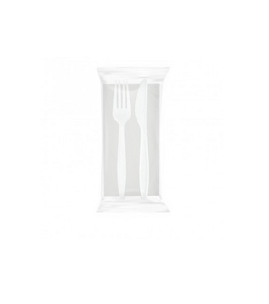 BIS POSATE BIANCO (forchetta+coltello) + TOV.LO 1V PZ.1000