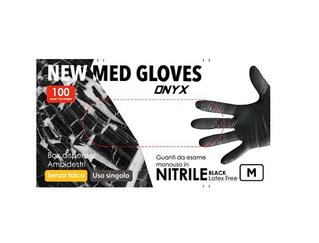 ONYX GUANTI IN NITRILE NERO S/TALCO "gr.3,5" (M) PZ.100