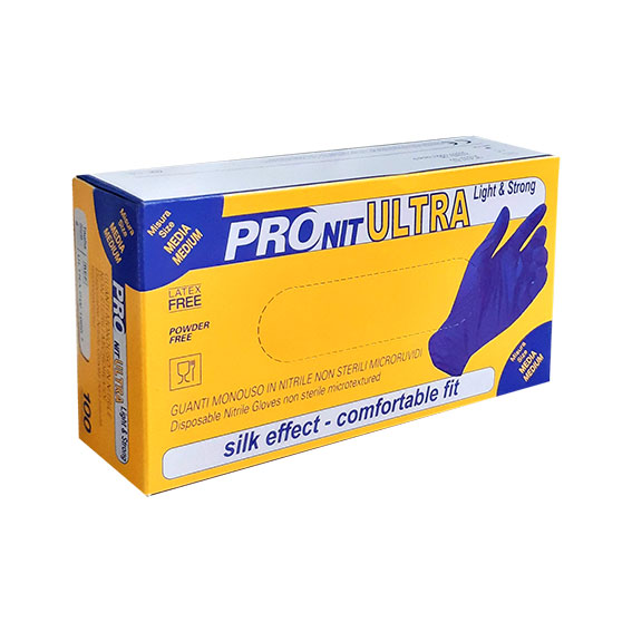 PRONIT ULTRA LIGHT&STRONG GUANTI NITRILE BLU S/TALCO gr.3" (XL) PZ.100
