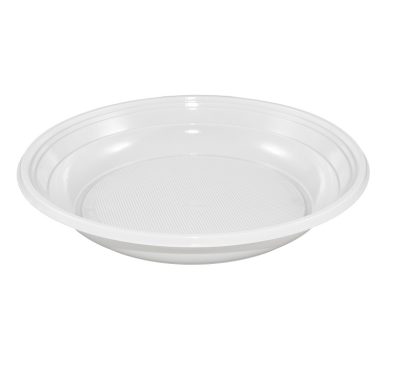 PIATTO FONDO IN PLASTICA BIANCO RIUTILIZZABILE (ct.32) PZ.20