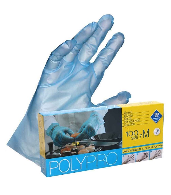 GUANTI POLYPRO BLU in TPE (x alimenti) MIS. XS PZ. 100