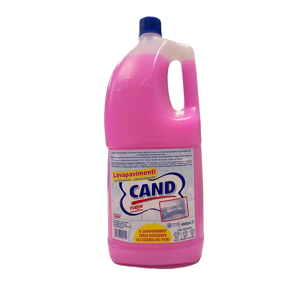 LAVAPAVIMENTI PROFUMATO CAND ROSA 4 LITRI, CANCELLA LE IMPRONTE, SGRASSA LUCIDA SENZA RISCIACQUO