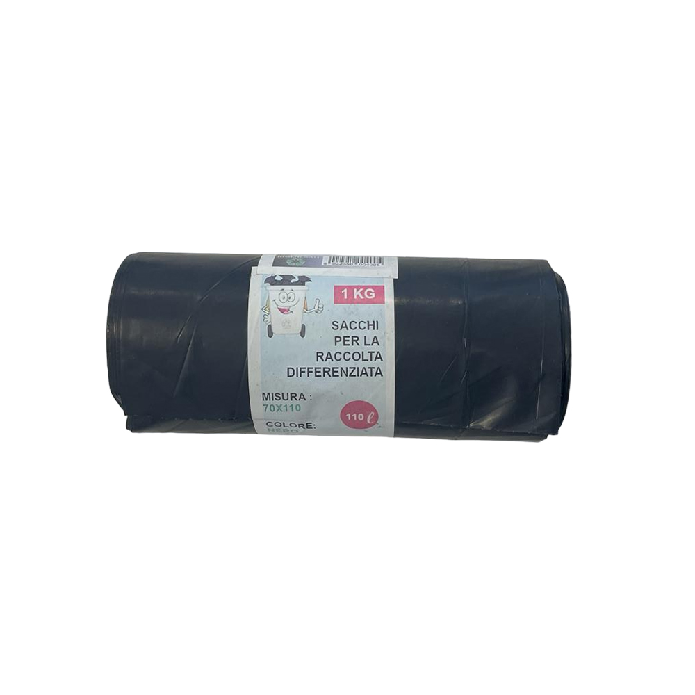 SACCHI N.U. NERI PESANTI A ROTOLO, MISURA 70X110, PESO CONFEZIONE 1 KG, EXTRA RESISTENTI