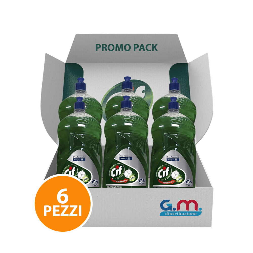 CIF Professional Detergente manuale piatti da 2 litri - Pack da 6