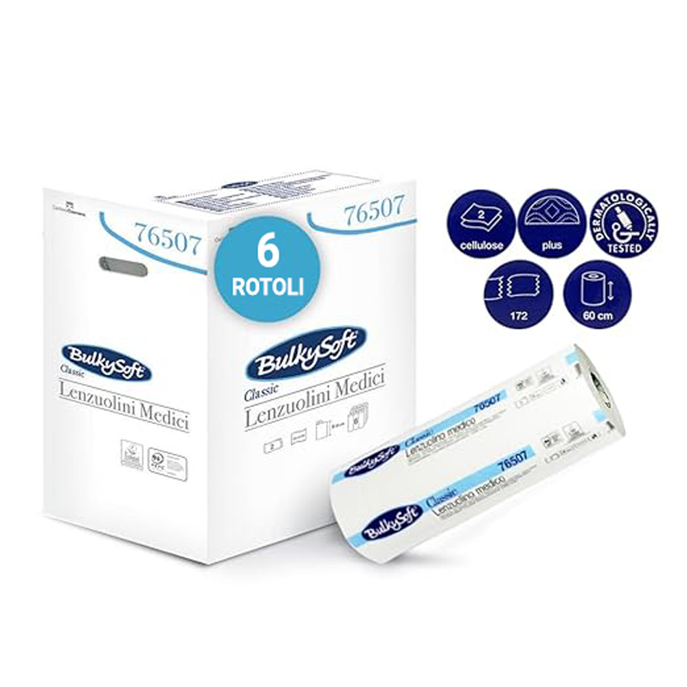 Lenzuolino Medico Bulkysoft 2 Veli 60 metri x 60cm - Confezione da 6 Rotoli