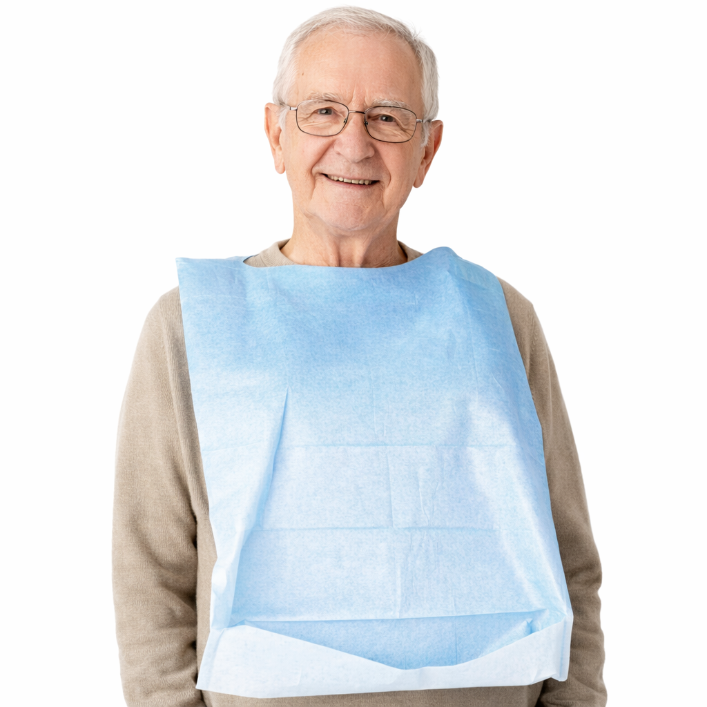 Bavagli Impermeabili in Carta a 2 Veli 68x37 cm con Tasca Raccogli Cibo e Colletto Rinforzato