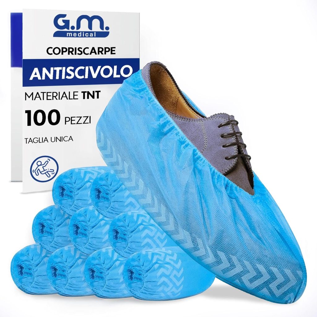 Copriscarpe Monouso Antiscivolo in TNT - Resistenti e Robusti - Impermeabili - Usa e Getta da Casa - Antipioggia - Sovrascarpe da Interno