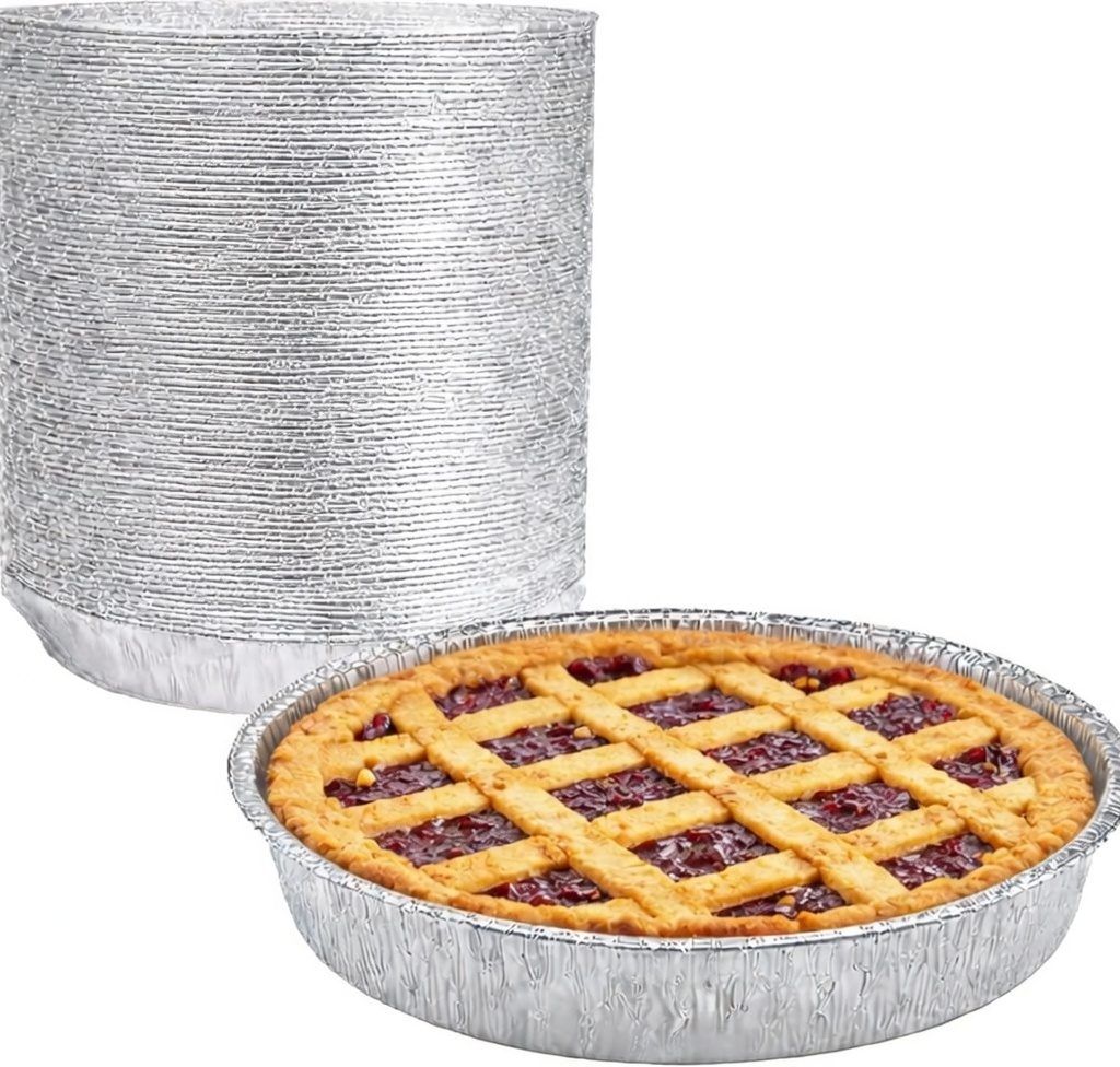 100 Vaschette Alluminio Rotonde 22,5 cm 1360 cc Usa e Getta per Forno Congelatore Torte Gastronomia